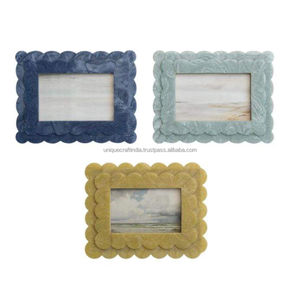 Cadre photo en bois fait main avec incrustation en os marbré fumé, bord biseauté, décoration de luxe pour la maison - Product Image 6