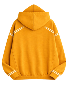 Sudadera con Capucha Amarillo Mostaza para Hombre con Rayas en Contraste, Estilo Casual Urbano, Sudadera con Capucha de Algodón y Felpa, Logotipo Personalizado OEM - Product Image 6
