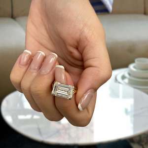 Partywear Lab Grown 3.01CT Emerald Cut Diamond Solitaire Ring 18K Yellow Gold Stackable Sparkling Luxury Surprise For <b>Girlfriend</b> - Product Image 6