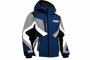 Veste de sport d'hiver bleue à capuche avec panneau réfléchissant, poche zippée, logo personnalisé, polyester haute visibilité - Product Image 4