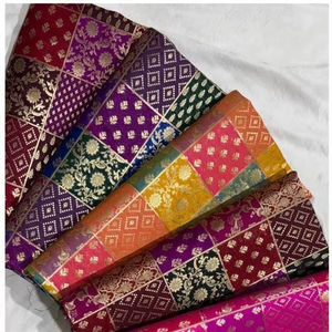 Tela Brocada Rangkat Estampada Orgánica Ecológica de Lujo Tradicional, Material Jacquard Premium Resistente a las Manchas para Lehenga de Novia - Product Image 1