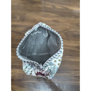Pochette cosmétique bohème en tissu floral, petite, avec fermeture éclair, portable, motif multicolore, cadeau pour elle - Product Image 3