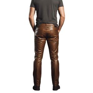 Men's <b>Black</b> Faux Leather <b>Pants</b> Slim Fit Trousers Distressed Waxed Finish Casual Streetwear by amrid leather - Product Image 6