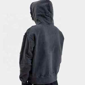 Sweat-shirts à capuche délavés à l'acide, 100 % coton, pour hommes, grandes tailles, épaules tombantes, faible MOQ - Product Image 4