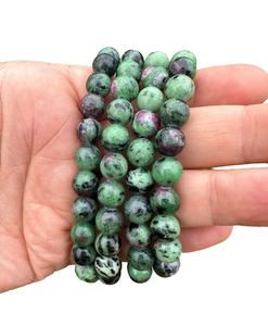 Hot Sale Premium Grade Feng Shui Ruby Zoiaite <b>Crystal</b> <b>Beaded</b> <b>Bracelet</b> Handmade Women's Men's Natural Healing Stone Elastic - Product Image 6
