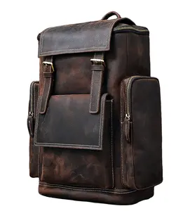 Большой Вместительный рюкзак из натуральной кожи в уникальном стиле, деловой походный ранец для ноутбука, кожаный рюкзак для путешествий и активного отдыха