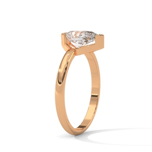 Pear Cut Lab Grown Diamond Engagement <b>Ring</b> Rose Gold Bezel <b>Set</b> Wedding Band for Women - Product Image 3