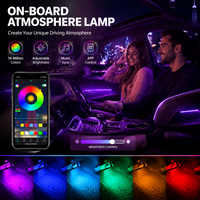 Luz Ambiental Interior para Auto con 48 LED, Control por Aplicación, RGB, Luz para el Espacio entre los Asientos, Ritmo Musical, Lámpara de Atmósfera con Control Remoto Inalámbrico