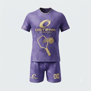 Uniforme de Pickleball para Hombre, Servicio OEM, Estilo Veraniego, Transpirable, con Logotipo Frontal Estampado, 100% Poliéster, Anti-UV, Cuello Redondo - Product Image 2