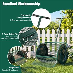 Nuovo Spandiconcime per Prato 27'' x 16'' con Rete a Diamante Anti-Agglomerazione, Spandiconcime per Compost da Giardino con Motore a Ingranaggi per Costruzioni Agricole - Product Image 5