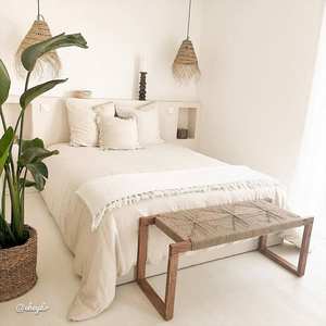 Banco Vandana Vertex Cresta de madera de acacia y lana - Product Image 2