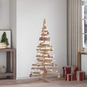 Albero di Natale in Legno di Pino Massiccio con Supporto, 150 cm, Alberi di Natale Naturali - Product Image 1