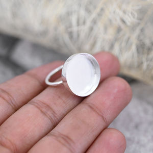 Handmade Solid 925 Silver 12mm Round Cabochon Blank Bezel Cup Ring Setting DIY Breastmilk Ashes Resin Keepsake Jewelry Findings - Product Image 1