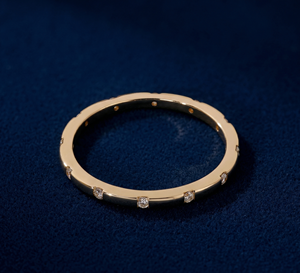 Anillo de Diamantes Cultivados en Laboratorio de Oro de 14K, Anillo de Boda Minimalista, Anillo de Diamantes Apilable de 0.12CT, Joyería Fina - Product Image 2