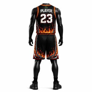 Conjunto de Uniforme de Baloncesto Personalizado para Hombre con Diseño de Calavera y Fuego, Camiseta de Malla Sublimada y Pantalones Cortos, Ropa Deportiva para Equipo, Kit de Equipamiento para Juego, Venta OEM Profesional - Product Image 4