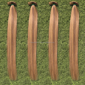Extensions de cheveux à trame doublement étirée Super Double Drawn, 24 pouces, lisses, en cheveux humains Remy indonésiens, couleur naturelle # 4/ # 27 styles de tissage - Product Image 2