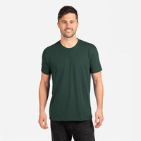 Kaos Oblong Lengan Pendek Pria 100% Katun Solid CVC Jersey Anti-Pilling Smart Casual Warna Hijau Forest Heather