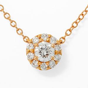 Fine Jewelry 14K Rose Gold 0.70ct Round Lab Grown Diamond Halo Solitaire Pendant Necklace Elegant Design for Women Daily Wear - Product Image 1