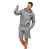 Ensemble sweat à capuche et short pour homme personnalisé avec strass |   Survêtement décontracté à capuche avec fermeture éclair |   Ensemble streetwear deux pièces unisexe