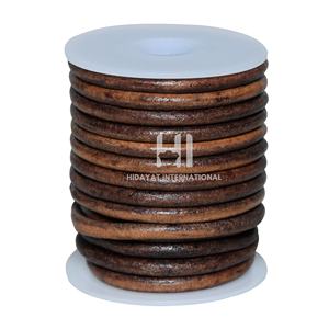 Antique Brown Luxury Tanned Leather <b>Cord</b> Custom Round for High-End Jewelry & Artisan Craft Components - Product Image 1