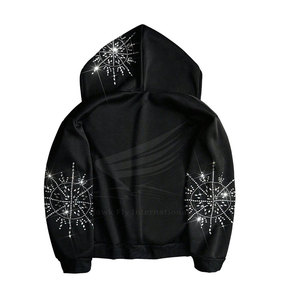 Sudadera con Capucha de Invierno de Diseño de Lujo, 100% Algodón Sólido, con Pedrería, Brillo de Diamantes, Alta Calidad - Product Image 3