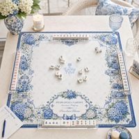 Tapis de Mahjong américain Hortensia Garden Chinoiserie 33 pouces, pliable, en néoprène premium, toucher doux, antidérapant, bords cousus, pour poker