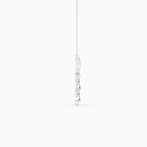Collier en or classique 18 carats avec diamant naturel de laboratoire taille émeraude, design créatif, sertissage pavé, pour femme, cadeau unique pour fiançailles - Product Image 1