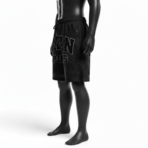 Shorts cortavientos para mujer, tela de nailon premium, color negro, ajuste casual, parche bordado en chenilla, logotipo personalizado, shorts para mujer - Product Image 4