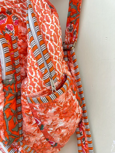 Mochila Acolchada a Rayas para Niñas, Hecha a Mano, de Algodón, para la Escuela, Ligera, para Viajes, con Múltiples Bolsillos, Estilo Boho, 20 Pulgadas - Product Image 5