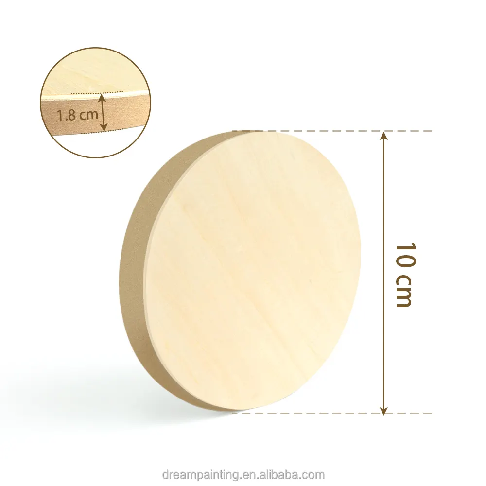गोल लकड़ी के कैनवास बोर्ड व्यास 10 सेमी अधूरे पेंटिंग पैनल पेंटर डिय क्राफ्ट ट्रे के लिए कैनवास बोर्ड