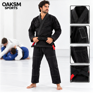 Kimono de Jiu-Jitsu en tissu Pearl Weave, avec patchs tissés personnalisés, pour arts martiaux et grappling, toutes tailles - Product Image 2