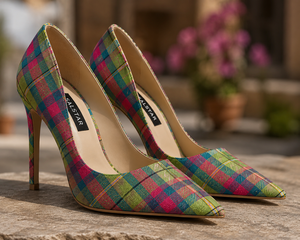 Tacones de aguja escoceses a cuadros para mujer al por mayor – Zapatos de tacón alto de diseñador personalizados, diseño a medida disponible - Product Image 3
