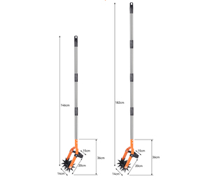 Cultivateur rotatif <span class=keywords><strong>VODA</strong></span> VRC-01C DIY, outil de jardinage en acier inoxydable, poignée longue en caoutchouc réglable, ergonomique, motoculteur manuel - Product Image 3