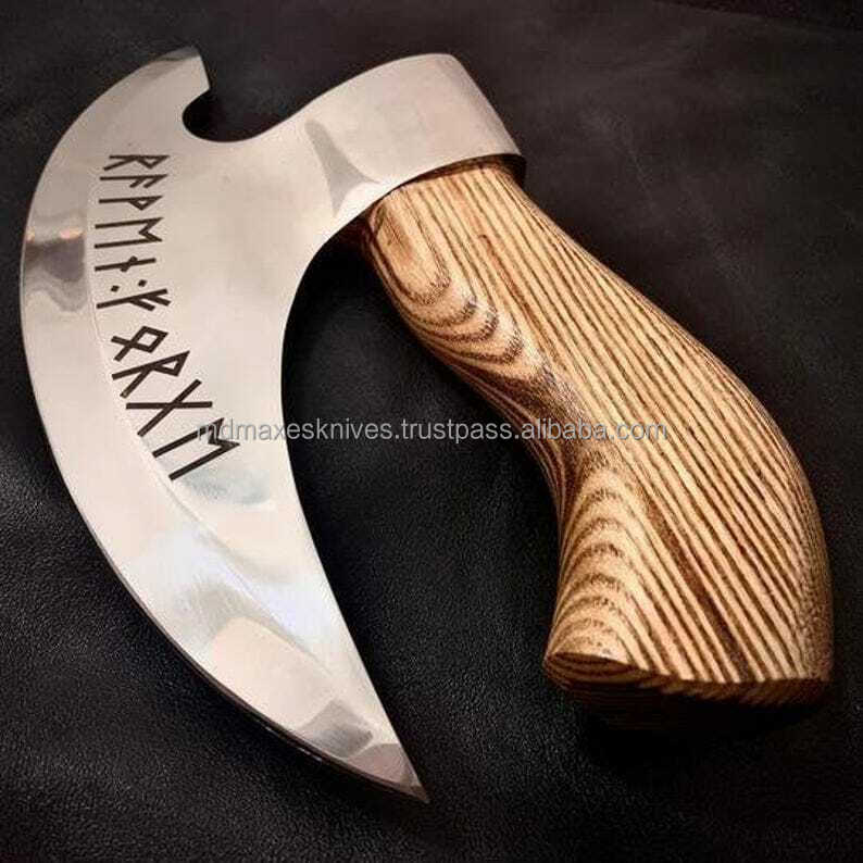 Hache Viking longue avec tête en acier au carbone