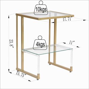 Tavolino a 2 Ripiani in Vetro Acrilico per Soggiorno e Camera da Letto - Product Image 5