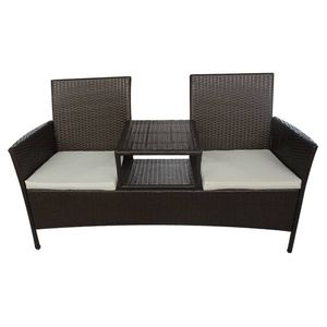 Grand banc de jardin en rotin PE brun avec housses amovibles, canapés de jardin - Product Image 2