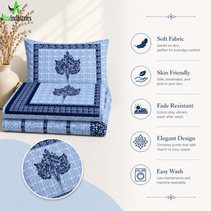 Juego de Sábanas de Algodón Azul Claro, Tamaño King, 3 Piezas, Diseño Floral, con Funda de Almohada, Colección de Ropa de Cama Suave - Product Image 3