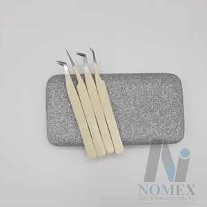 Ensemble de pinces d'extension de cils 4 pièces volume pince à cils une pièce miroir d'inspection des cils crème enduite de poudre écologique - Product Image 6