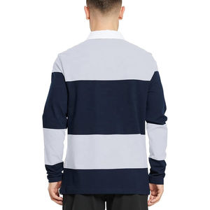 Camiseta de Rugby de Manga Larga para Hombre con Logotipo Personalizado al por Mayor, 100% Algodón con Rayas, Fabricación OEM - Product Image 6