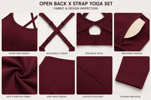 Women's Burgundy Leggings Set Sports <b>Bra</b> Yoga Workout Activewear Fitness Clothing Custom Private Label OEM ODM - Product Image 4