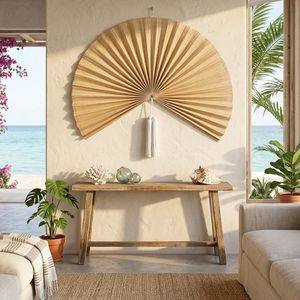 Boho Large Bamboo Fan <b>Wall</b> <b>Decor</b> – Handmade Natural Vintage <b>Wall</b> Hanging for Living Room Bedroom - Product Image 6