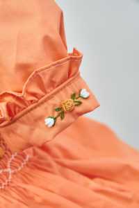 Robe pour bébé fille brodée à la main avec des broderies florales |   Robe en coton à manches bouffantes, style boutique |   Robe de fête pour tout-petits, vente en gros OEM - Product Image 5