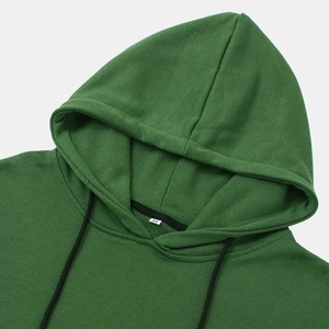 Sweat-shirts à capuche en molleton 100% coton pour homme, streetwear d'hiver, tendance mode, motif uni, couleur verte personnalisée - Product Image 4
