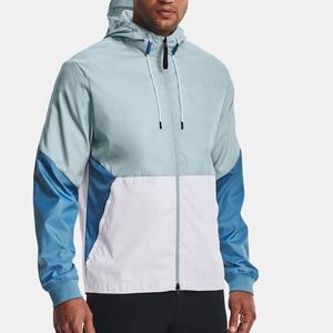 Wholesale Custom Men's Lightweight Hooded Windbreaker Jacket Color Block Outdoor Sportswear Breathable Water Resistant <b>Coat</b> - Product Image 6
