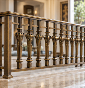 Barandilla de Bronce Ornamentada con Balaustres Cónicos Acanalados y Collares Cuadrados para Escaleras, Pasamanos y Balaustradas Metálicas - Product Image 4