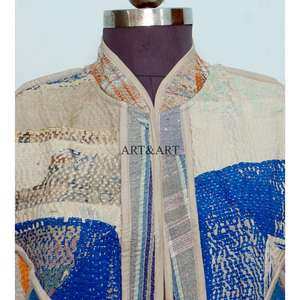 Chaleco Étnico para Mujer, Hecho a Mano en India, de Algodón con Parches Multicolores, Estilo Kantha Vintage, Corto, Transpirable y Ecológico - Product Image 3