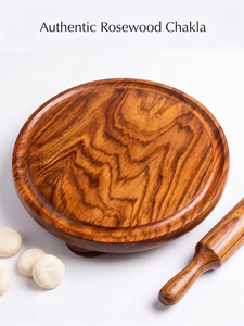Ensemble Chakla Belan en bois avec support, planche à faire des roti et chapati, et rouleau à pâtisserie en bois fait main pour la pâte à pizza et la pâtisserie maison - Product Image 5