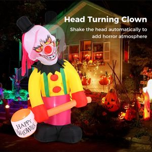 Clown Gonfiabile di Halloween 5.9x7.9 FT con Martello e Occhi Lampeggianti in PVC - Product Image 5