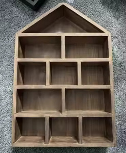 Wooden House Shaped <b>Shadow</b> <b>Box</b> Shelf Wall Mounted Display Rack - Product Image 3