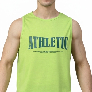 Débardeur vert sans manches pour homme, col rond, 100 % coton, uni, respirant, style streetwear, décontracté, sportswear, 180g - Product Image 5